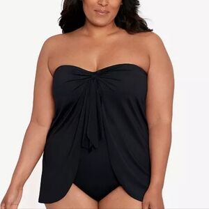 Lauren Ralph Lauren Plus Size Flyaway One Piece Swimsuit Black Size 18W NWT
